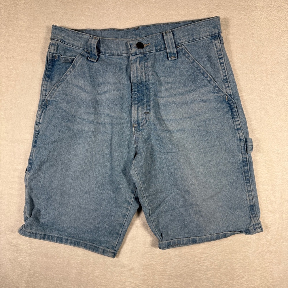 Wrangler Mens Carpenter‎ Shorts Size 30 Light Wash Denim Utility Pockets